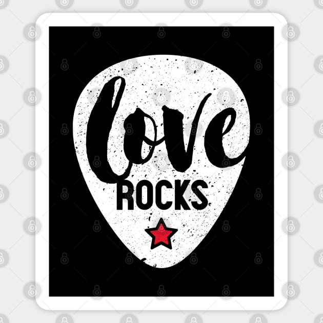 Valentines Day Gift - Love Rocks - Plectrum Guitar Lover Sticker by Elsie Bee Designs